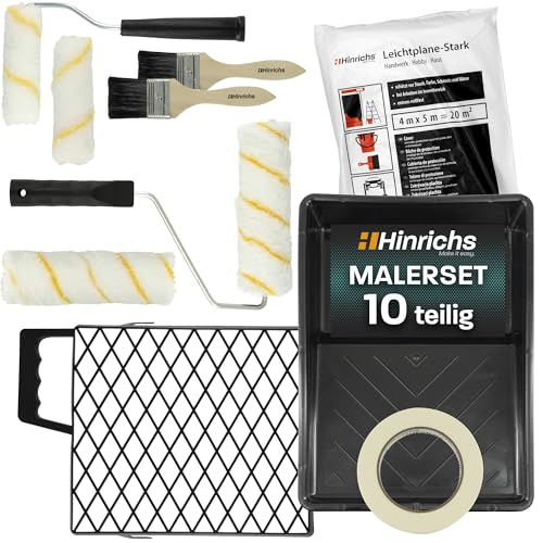 Hinrichs Malerset 10-teilig mit Abdeckplane und Kreppband