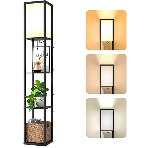 Omdekor Stehlampe mit Regal aus Holz