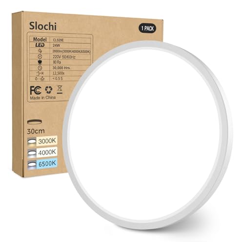 slochi LED Deckenleuchte Flach Ø30 cm