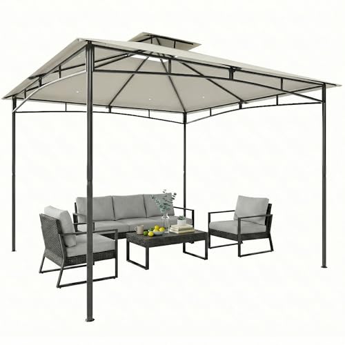 Outsunny Gartenpavillon 3x3m mit Doppeldach